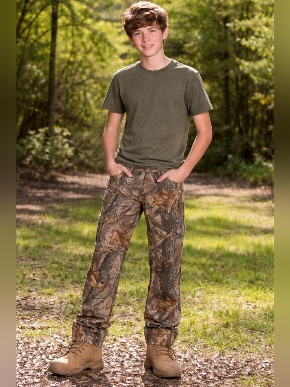 Real Tree Outfitters Ridge Olive Green Short Sleeve Brown Camo Pants